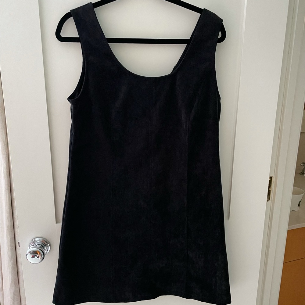 Black corduroy mini dress